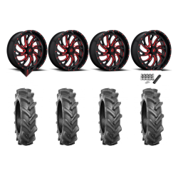 BKT AT 171 35x9-20 Tires on Fuel Kompressor Gloss Black with Red Tint Wheels