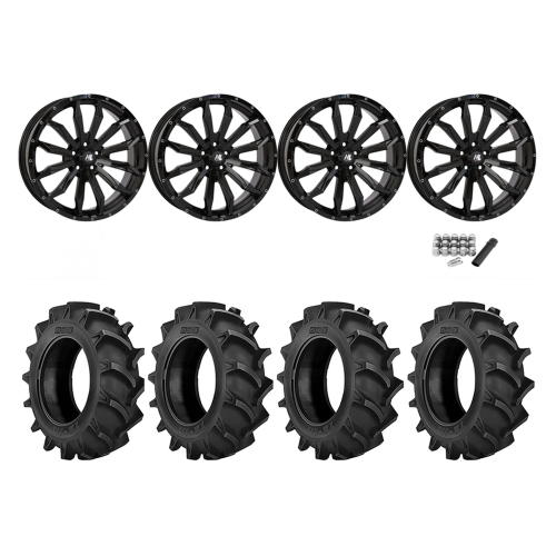 BKT TR 171 44x11.2-24 Tires on HL21 Gloss Black Wheels
