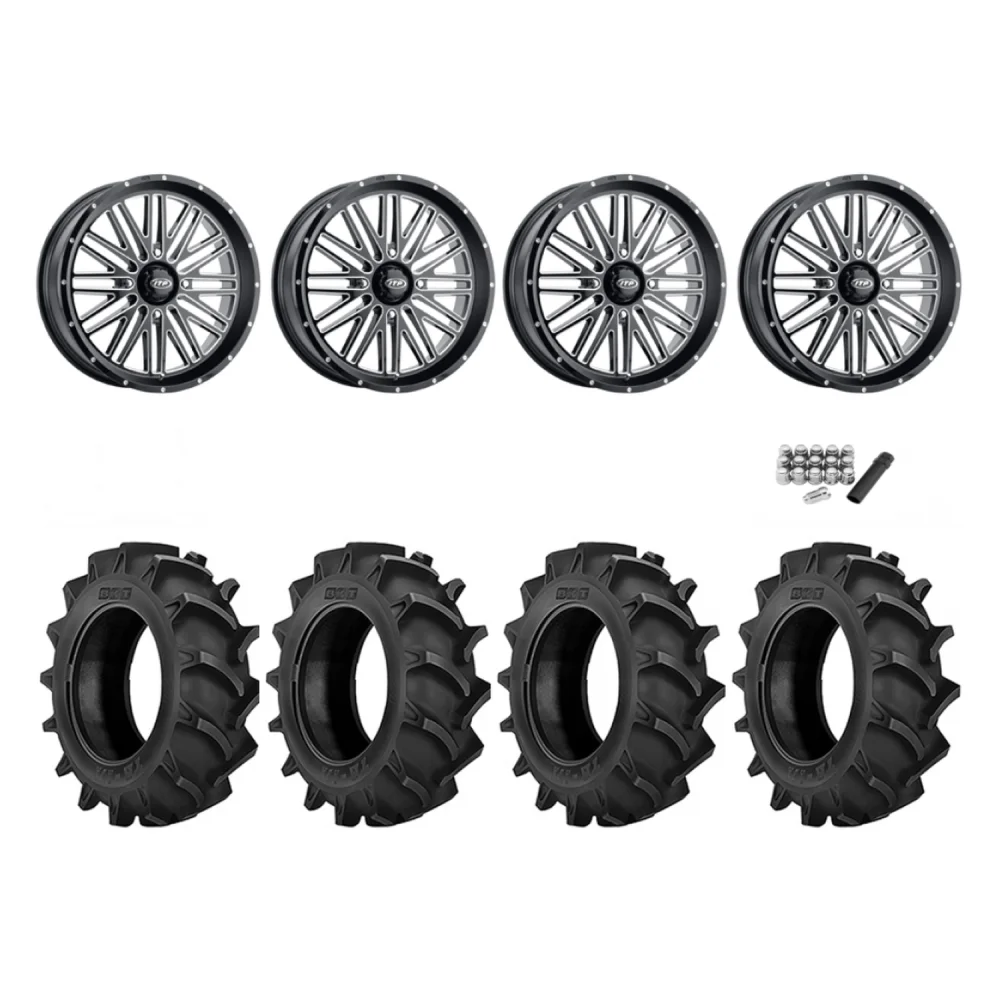BKT TR 171 40x8.3-24 Tires on ITP Momentum Milled Wheels, complete kit