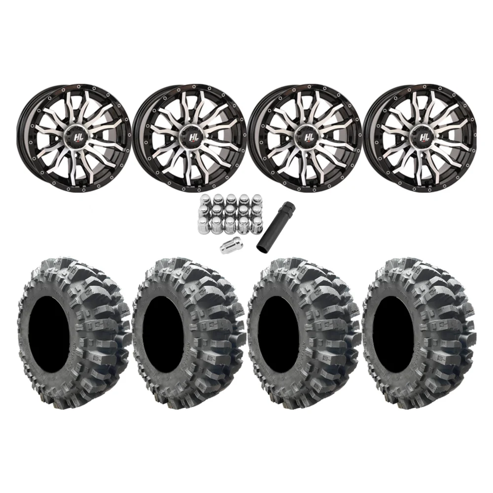 Interco Bogger 27x10-14 Tires on HL21 Machined Wheels, complete kit