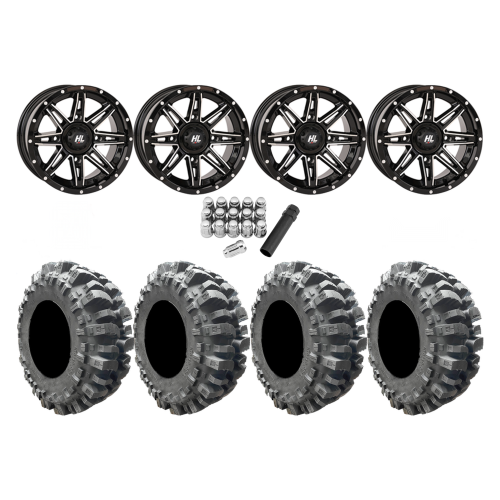 Interco Bogger 27x10-14 Tires on HL22 Gloss Black and Machined Wheels