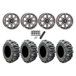 Interco Bogger 28x10-14 Tires on HL22 Gunmetal Grey Wheels