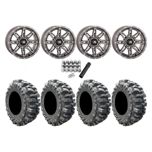 Interco Bogger 31x9.5-14 Tires on HL22 Gunmetal Grey Wheels