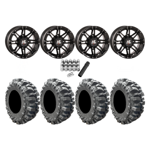 Interco Bogger 28x10-14 Tires on HL3 Gloss Black Wheels