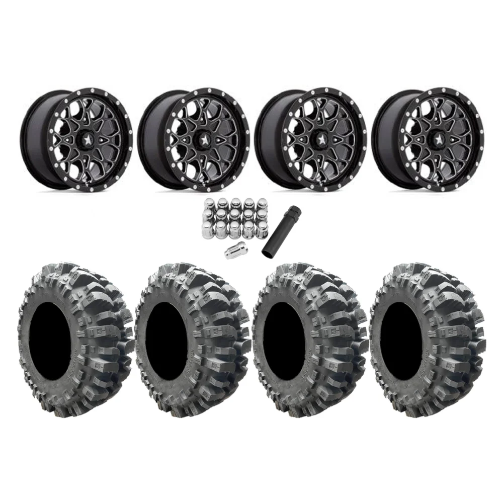 Interco Bogger 27x10-14 Tires on MSA M45 Portal Milled Wheels, complete kit