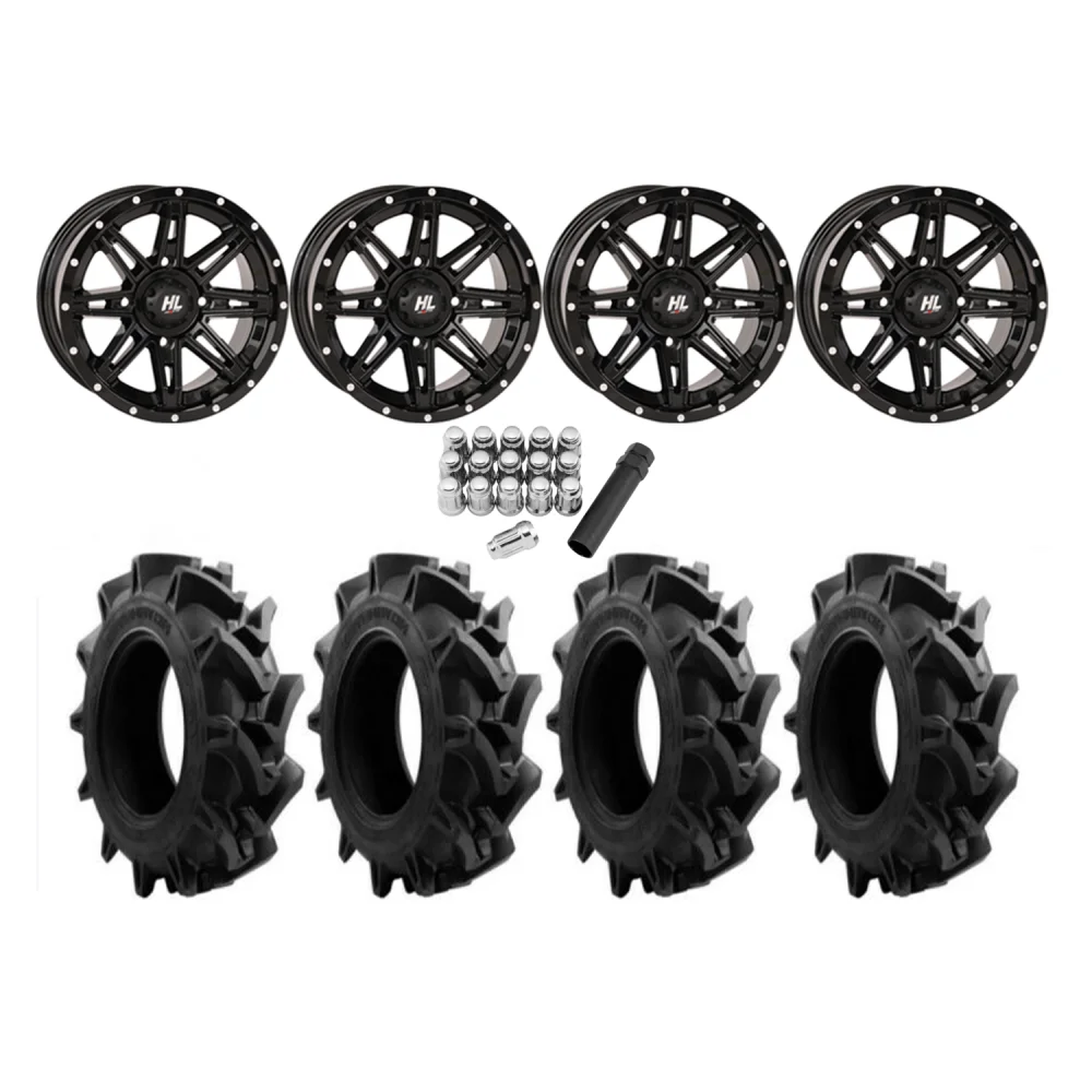 EFX Motohavok 31x8.5-14 Tires on HL22 Gloss Black Wheels, complete kit
