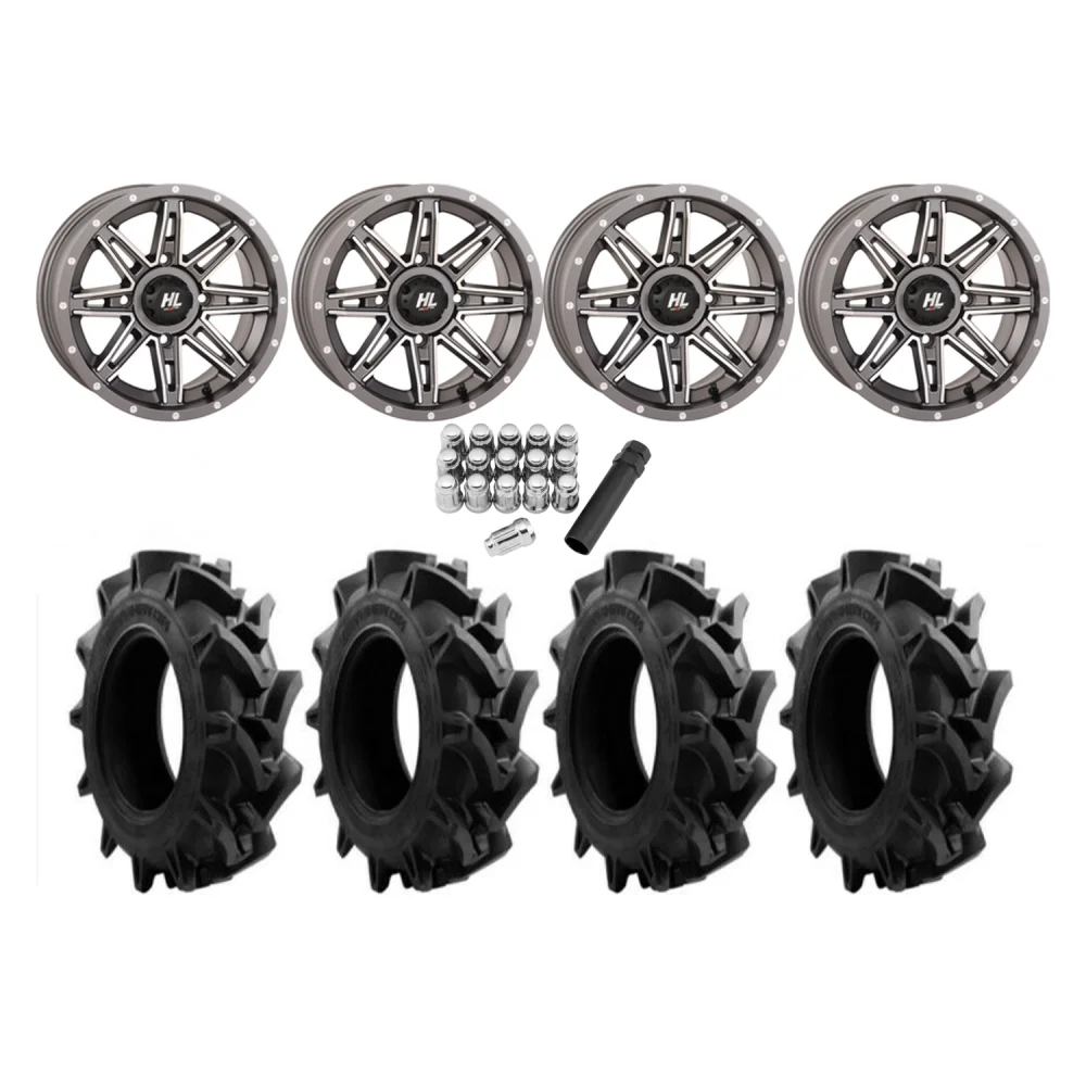 EFX Motohavok 31x8.5-14 Tires on HL22 Gunmetal Grey Wheels, complete kit
