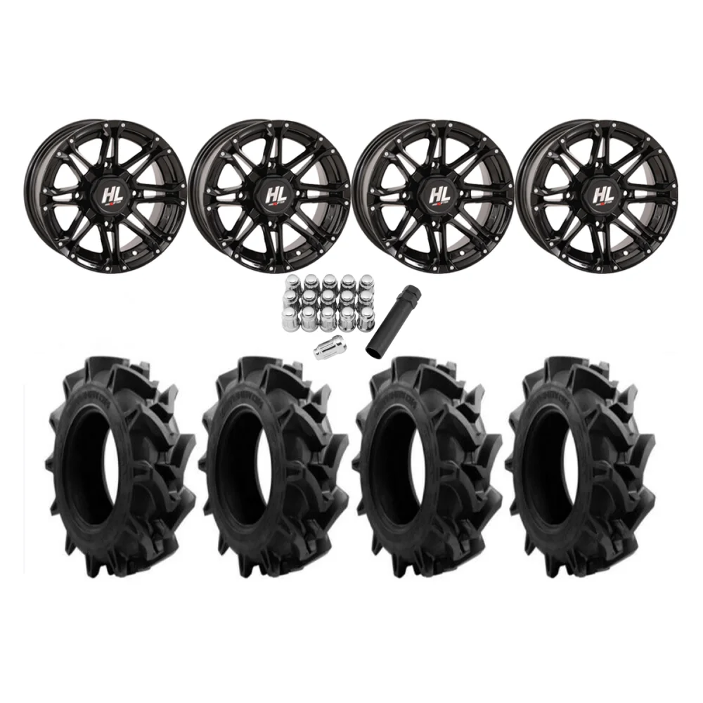 EFX Motohavok 28x8.5-14 Tires on HL3 Gloss Black Wheels, complete kit