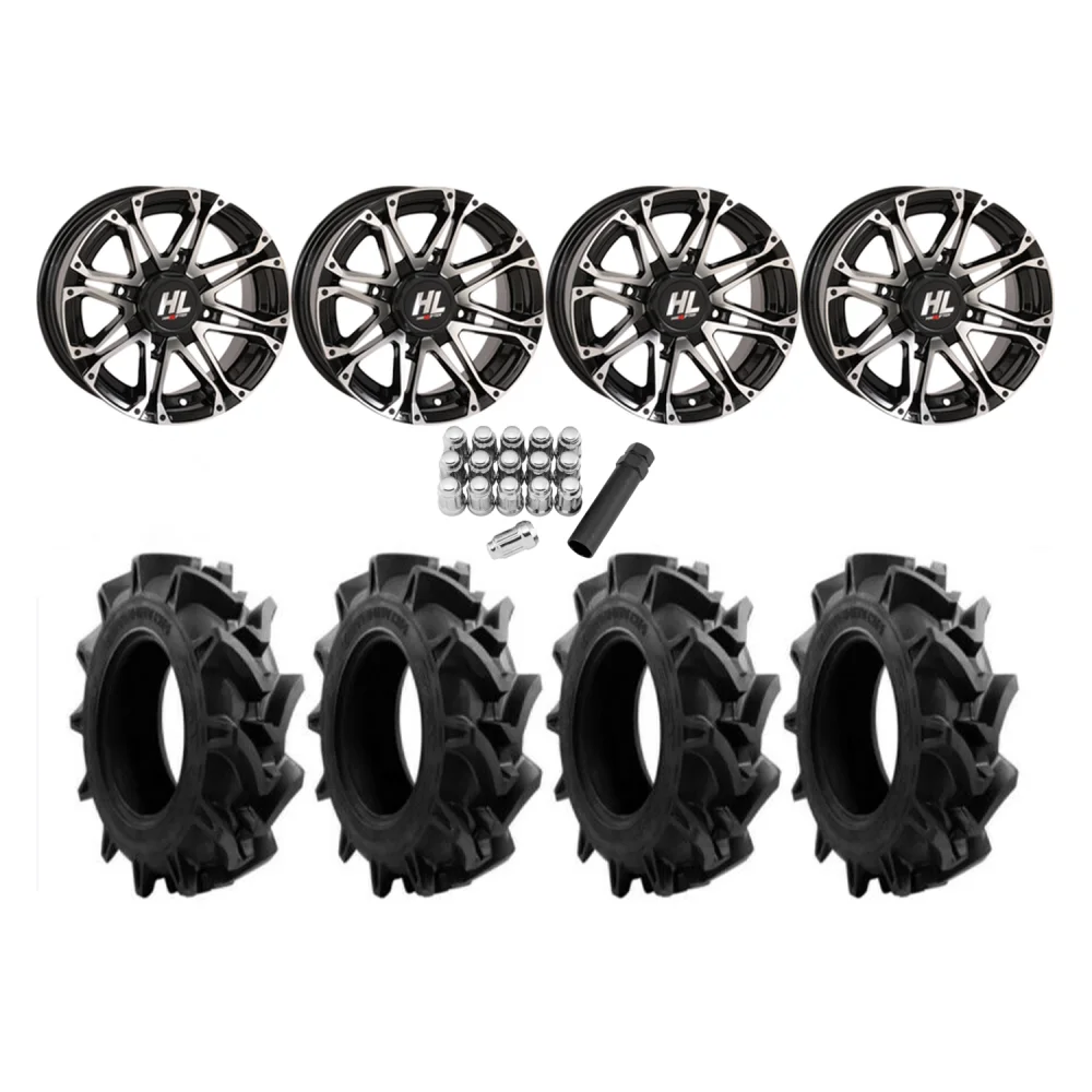 EFX Motohavok 28x8.5-14 Tires on HL3 Machined Wheels, complete kit