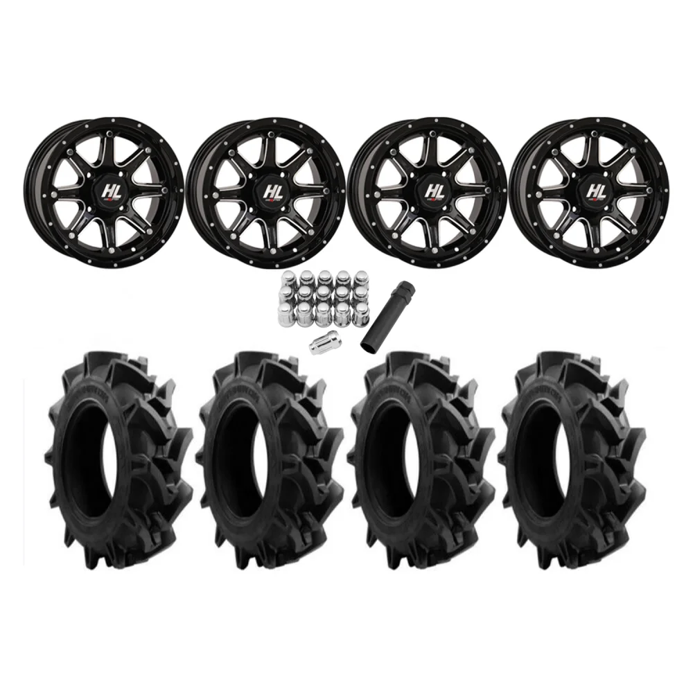 EFX Motohavok 31x8.5-14 Tires on HL4 Gloss Black Wheels, complete kit