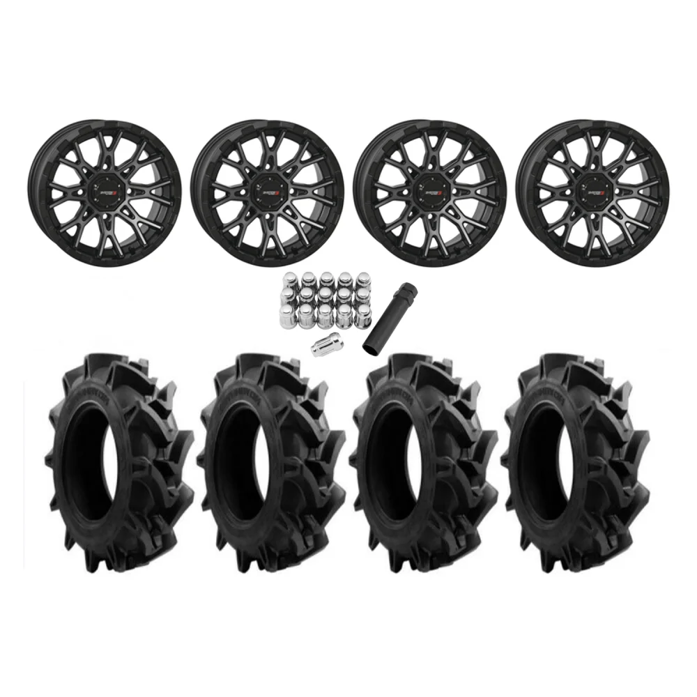 EFX Motohavok 28x8.5-14 Tires on ST-6 Dark Tint Wheels, complete kit