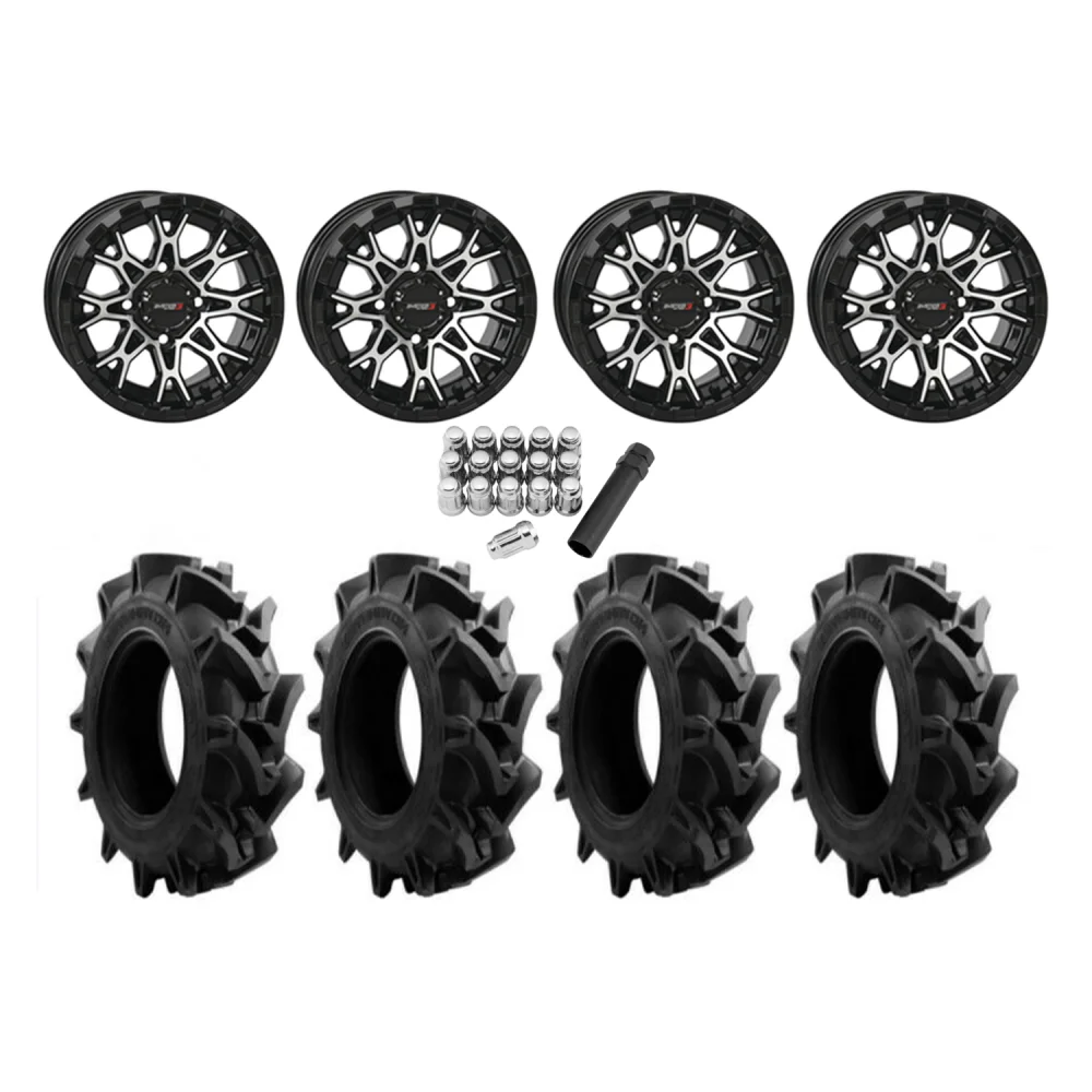 EFX Motohavok 28x8.5-14 Tires on ST-6 Machined Wheels, complete kit