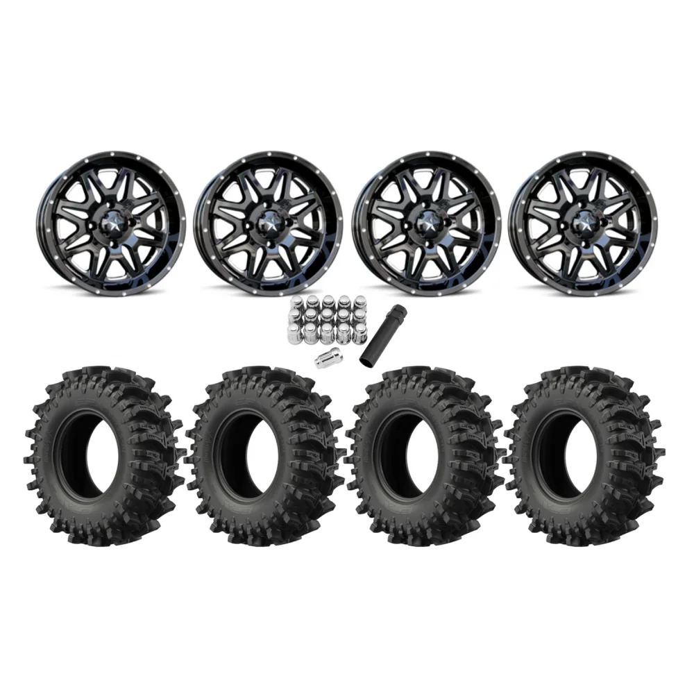 EFX MotoSlayer 30x9.5-16 Tires on MSA M26 Vibe Milled Wheels, complete kit