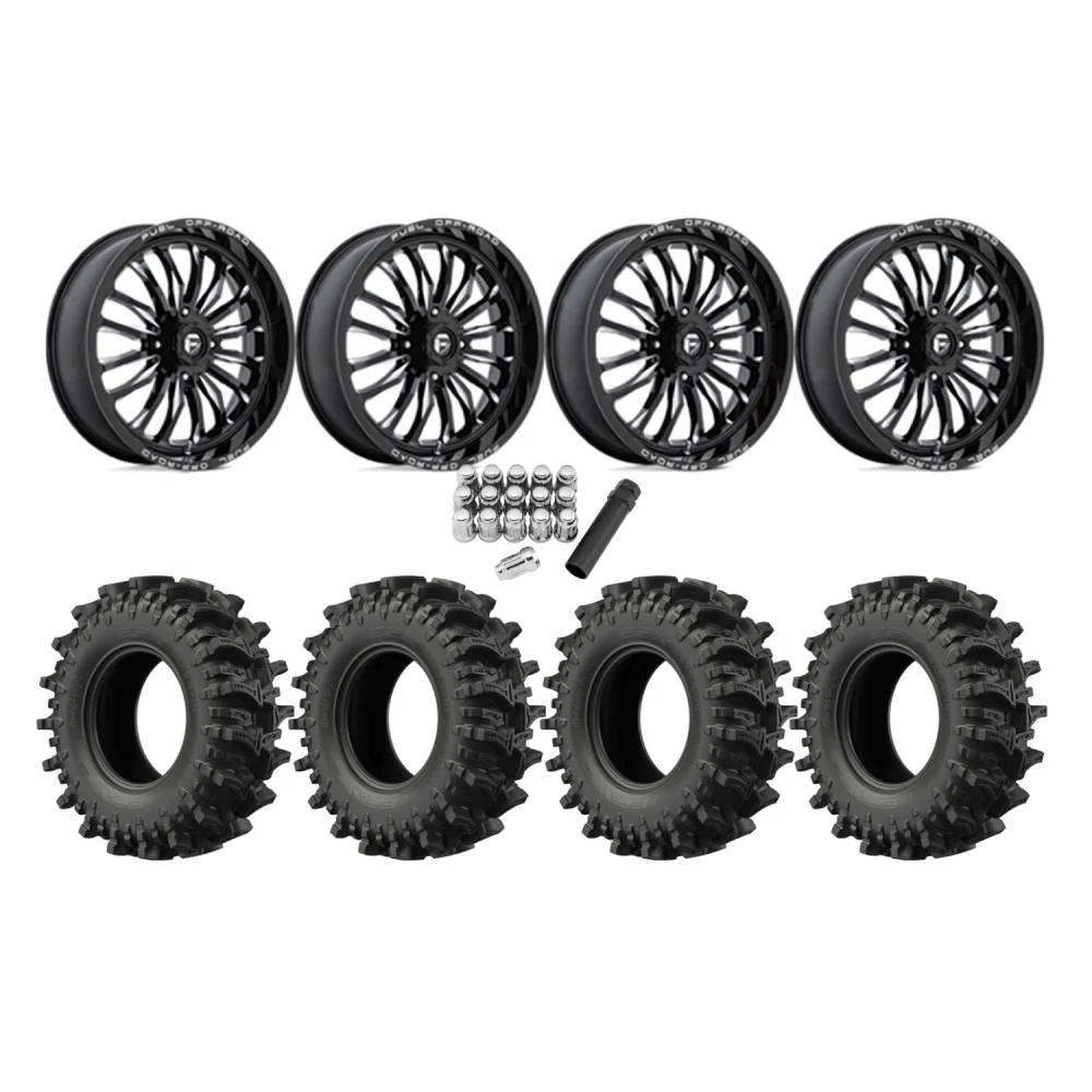 EFX MotoSlayer 37x10.5-24 Tires on Fuel Arc Gloss Black Milled Wheels, complete kit