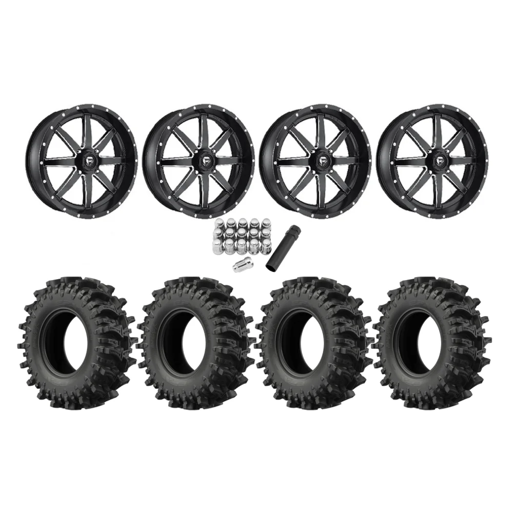EFX MotoSlayer 35x9.5-20 Tires on Fuel Maverick Wheels, complete kit