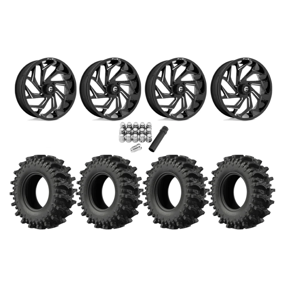 EFX MotoSlayer 40x10.5-24 Tires on Fuel Reaction Wheels, complete kit