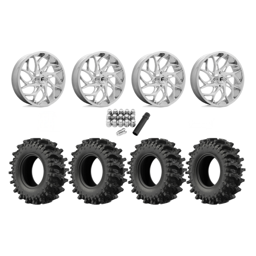 EFX MotoSlayer 33x9.5-22 Tires on Fuel Runner Polished Wheels
