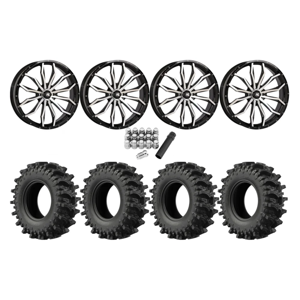 EFX MotoSlayer 35x9.5-20 Tires on HL21 Machined Wheels, complete kit