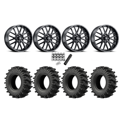 EFX MotoSlayer 33x9.5-20 Tires on ITP Hurricane Gloss Black Wheels