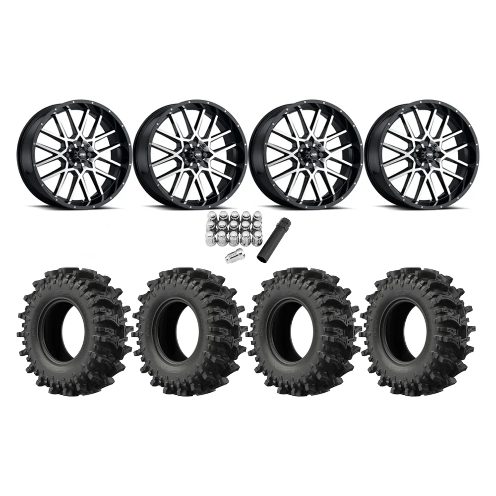 EFX MotoSlayer 33x9.5-20 Tires on ITP Hurricane Machined Wheels, complete kit