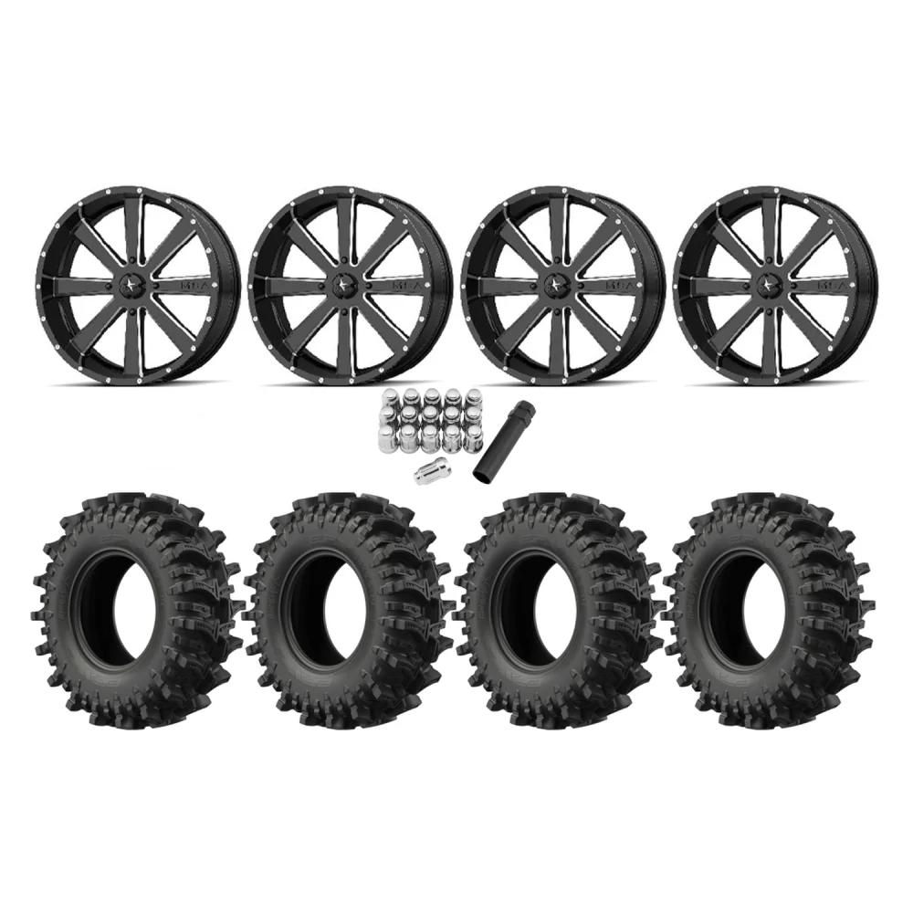 EFX MotoSlayer 37x10.5-24 Tires on MSA M34 Flash Wheels, complete kit