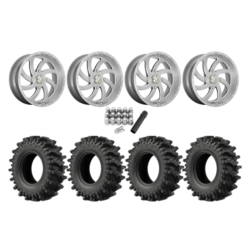 EFX MotoSlayer 32x9.5-18 Tires on MSA M36 Switch Brushed Titanium Wheels