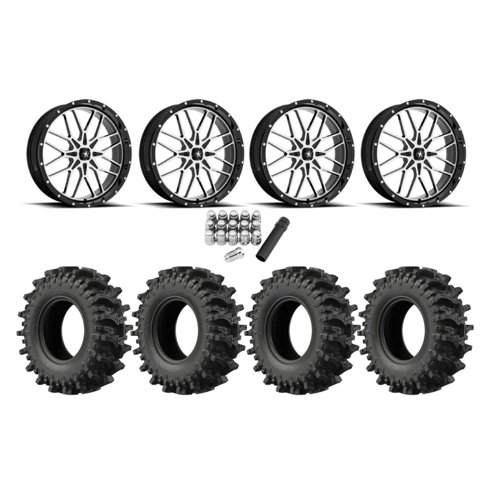 EFX MotoSlayer 40x10.5-24 Tires on MSA M45 Portal Machined Wheels, complete kit