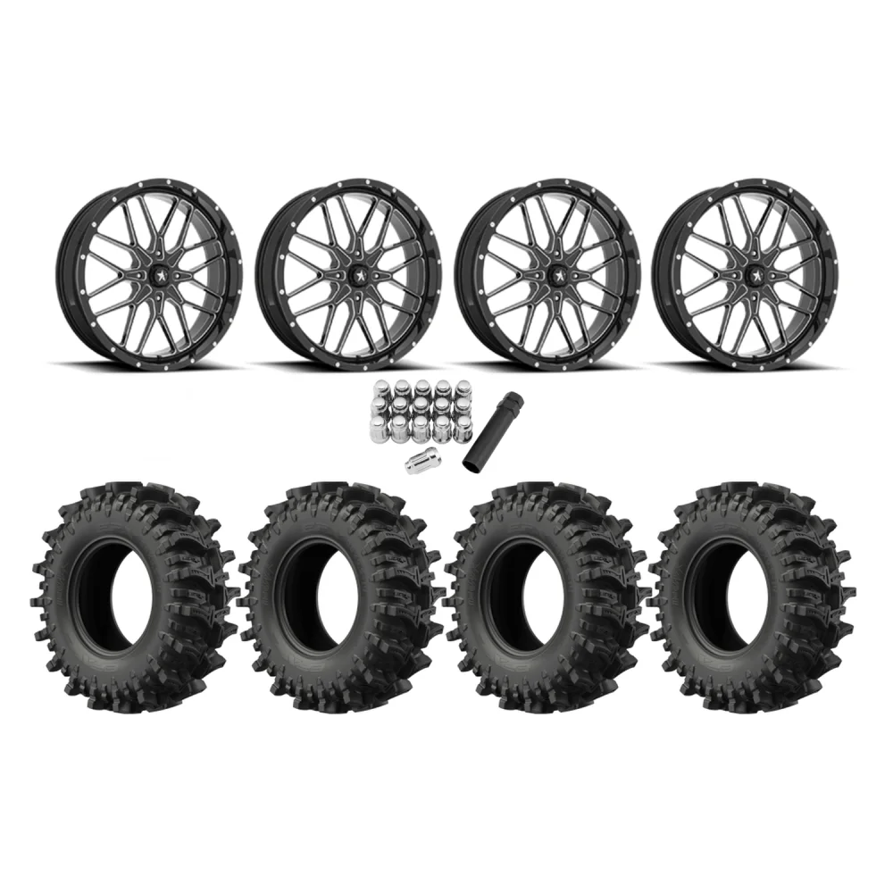 EFX MotoSlayer 33x9.5-22 Tires on MSA M45 Portal Milled Wheels, complete kit