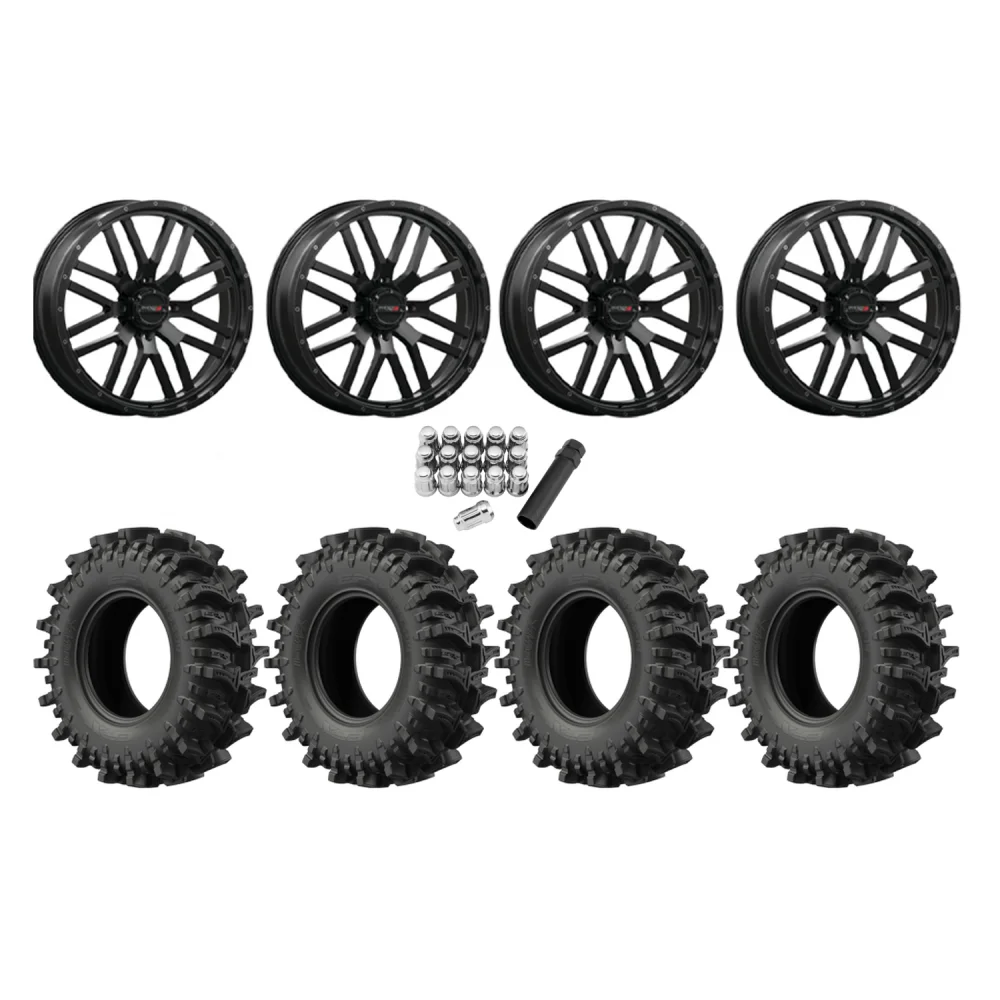 EFX MotoSlayer 35x9.5-24 Tires on ST-3 Matte Black Wheels, complete kit