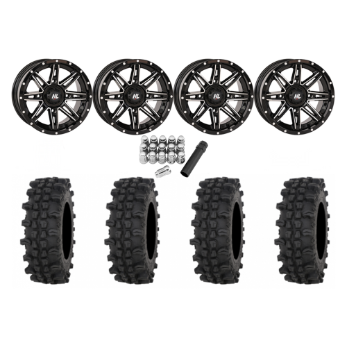 Frontline ACP 28x10-14 Tires on HL22 Gloss Black and Machined Wheels