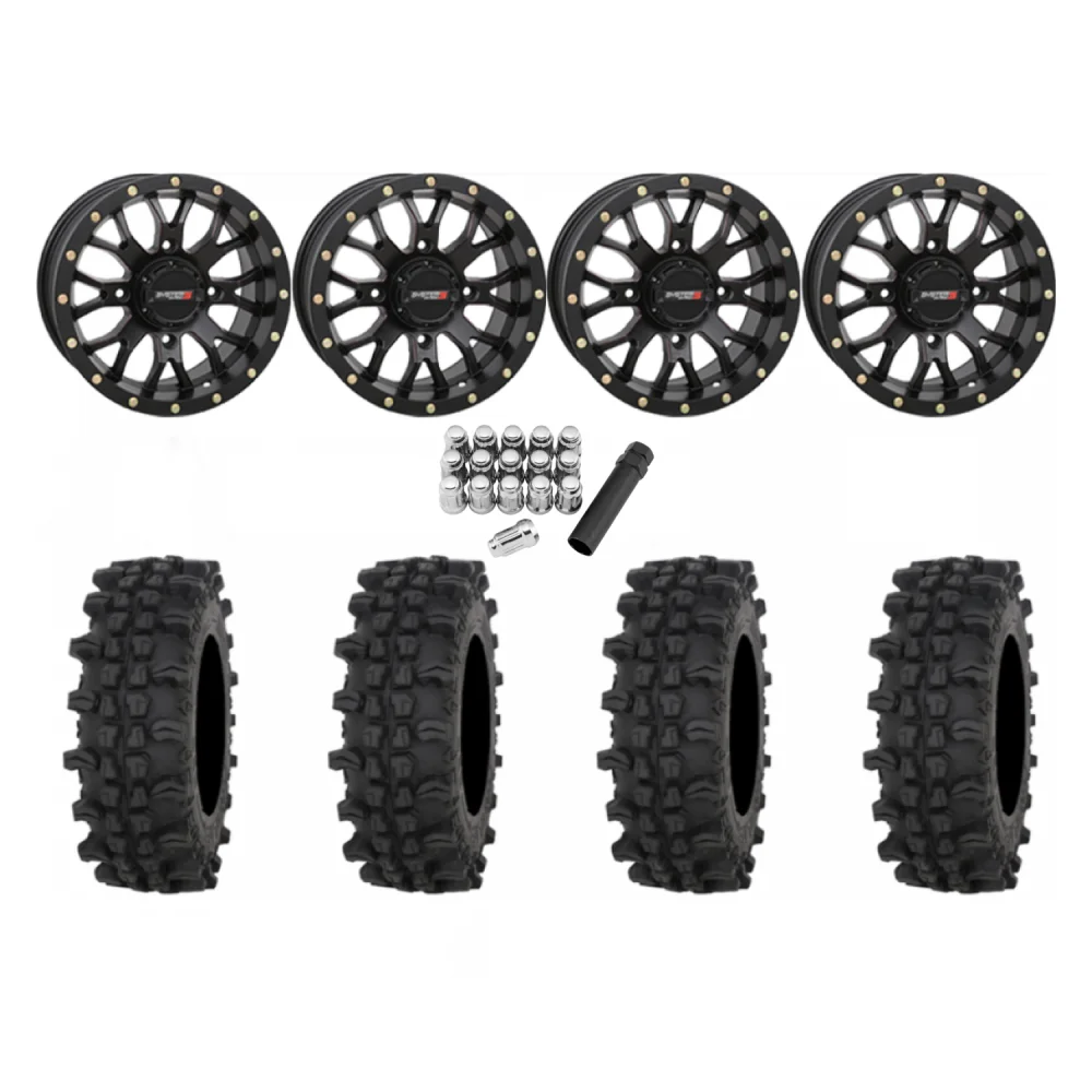 Frontline ACP 30x10-14 Tires on SB-4 Matte Black Beadlock Wheels, complete kit