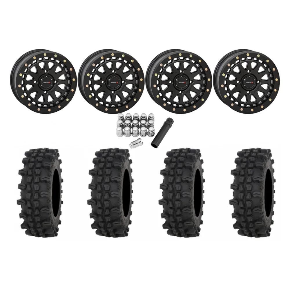 Frontline ACP 32x10-15 Tires on SB-6 Matte Black Beadlock Wheels, complete kit