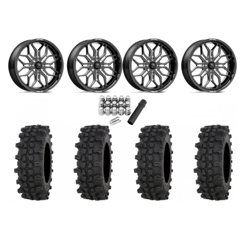 Frontline ACP 37x9.5-22 Tires on MSA M47 Sniper Gloss Black Milled Wheels