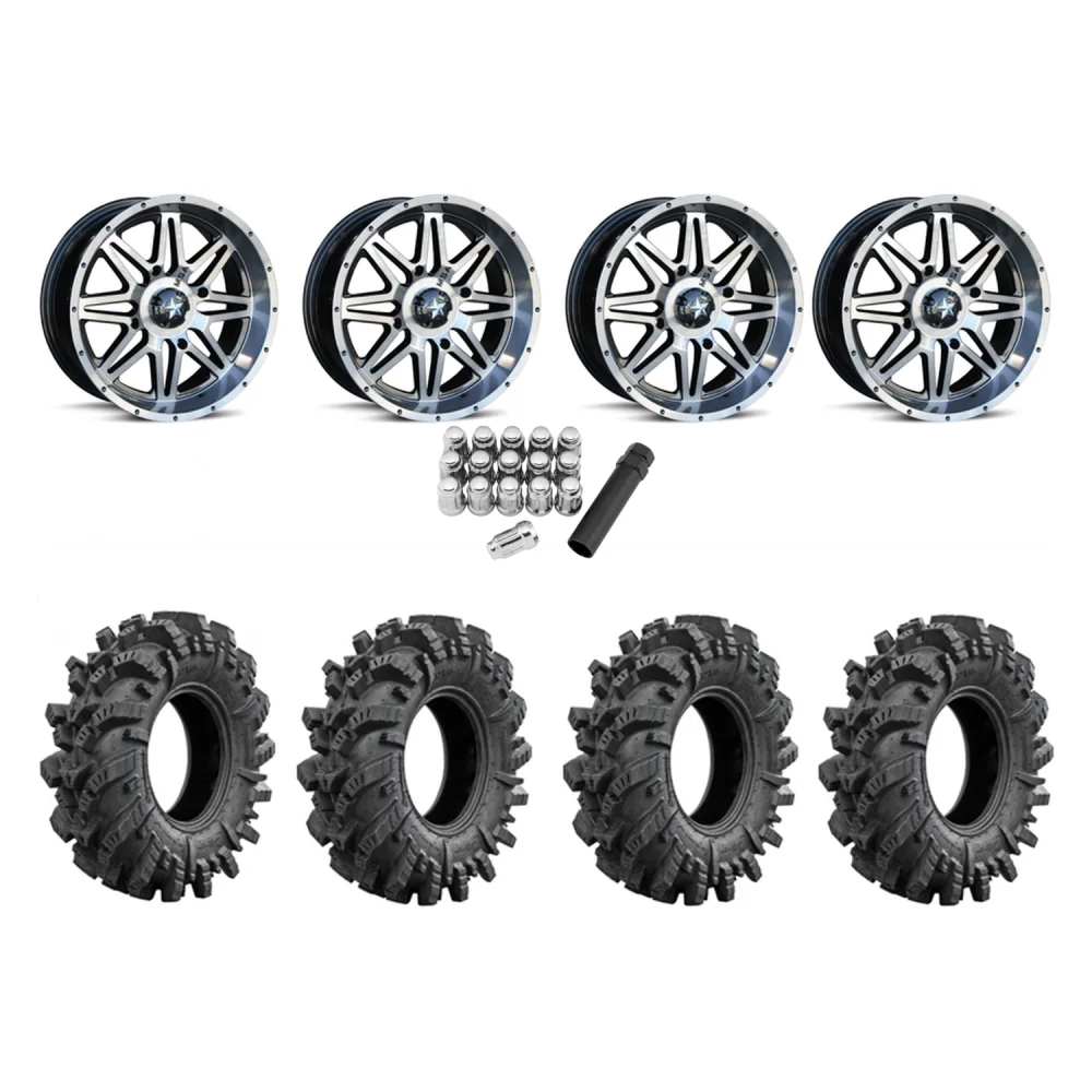 Intimidator 28x10-14 Tires on MSA M26 Vibe Dark Tint Wheels, complete kit