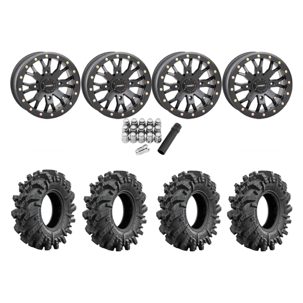 Intimidator 28x10-14 Tires on SB-4 Matte Black Beadlock Wheels, complete kit