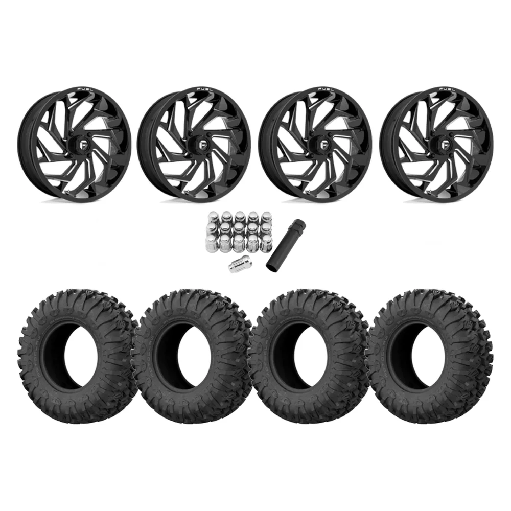 EFX Motoclaw 33x10-20 Tires on Fuel Reaction Wheels, complete kit