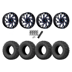 EFX Motoclaw 33x10-18 Tires on Fuel Runner Candy Blue Wheels EFX Motoclaw 33x10-18 Tires on Fuel Runner Candy Blue Wheels