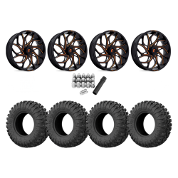 EFX Motoclaw 33x10-18 Tires on Fuel Runner Candy Orange Wheels EFX Motoclaw 33x10-18 Tires on Fuel Runner Candy Orange Wheels