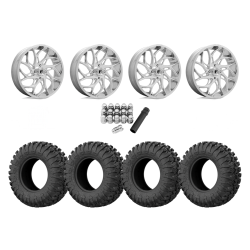 EFX Motoclaw 33x10-20 Tires on Fuel Runner Polished Wheels EFX Motoclaw 33x10-20 Tires on Fuel Runner Polished Wheels