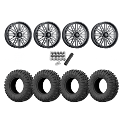 EFX Motoclaw 33x10-18 Tires on ITP Momentum Gloss Black Milled Wheels