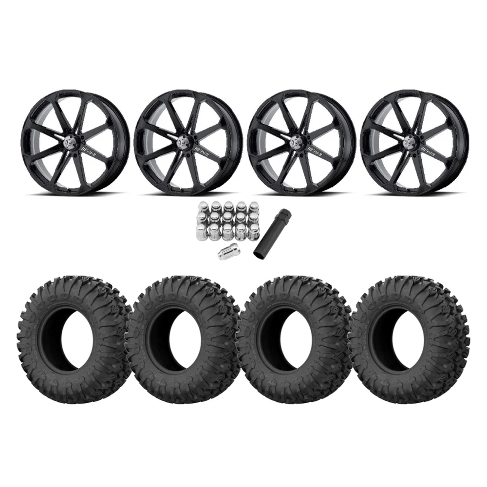 EFX Motoclaw 33x10-18 Tires on MSA M12 Diesel Wheels, complete kit