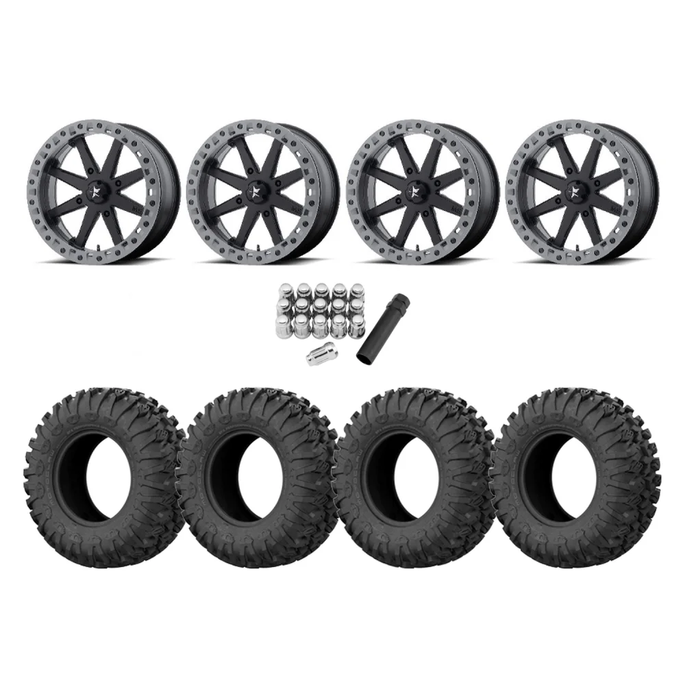 EFX Motoclaw 33x10-18 Tires on MSA M31 Lok2 Beadlock Wheels, complete kit