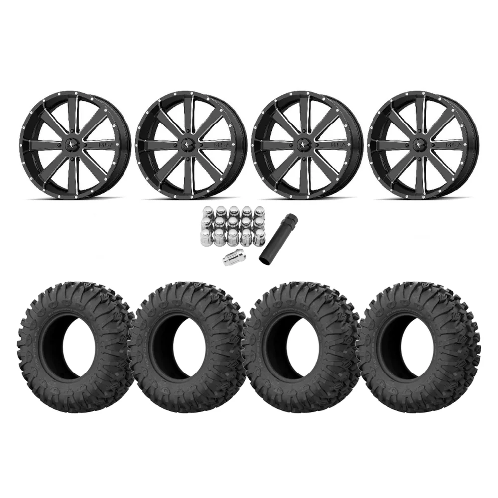 EFX Motoclaw 33x10-18 Tires on MSA M34 Flash Wheels, complete kit