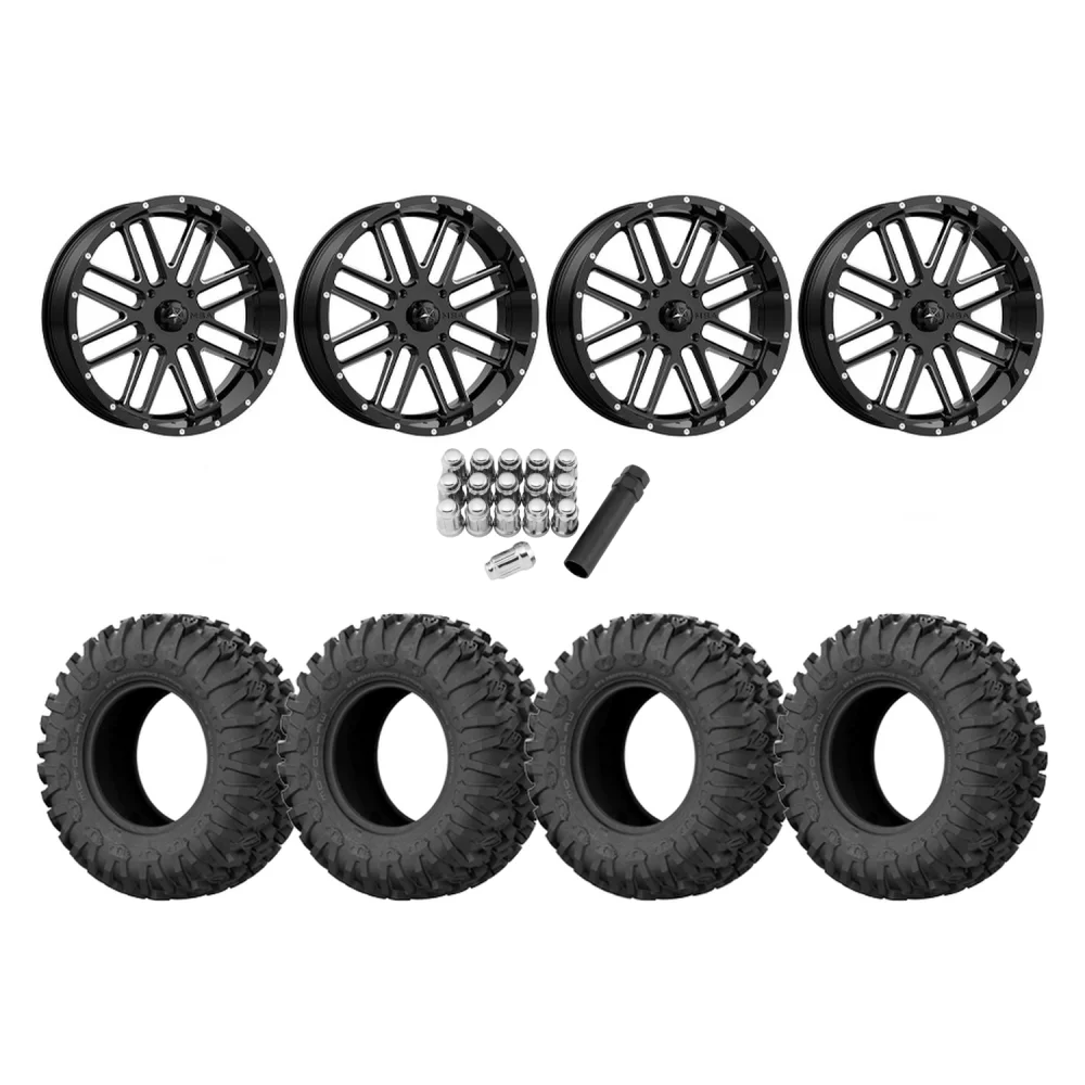 EFX Motoclaw 33x10-18 Tires on MSA M35 Bandit Wheels, complete kit