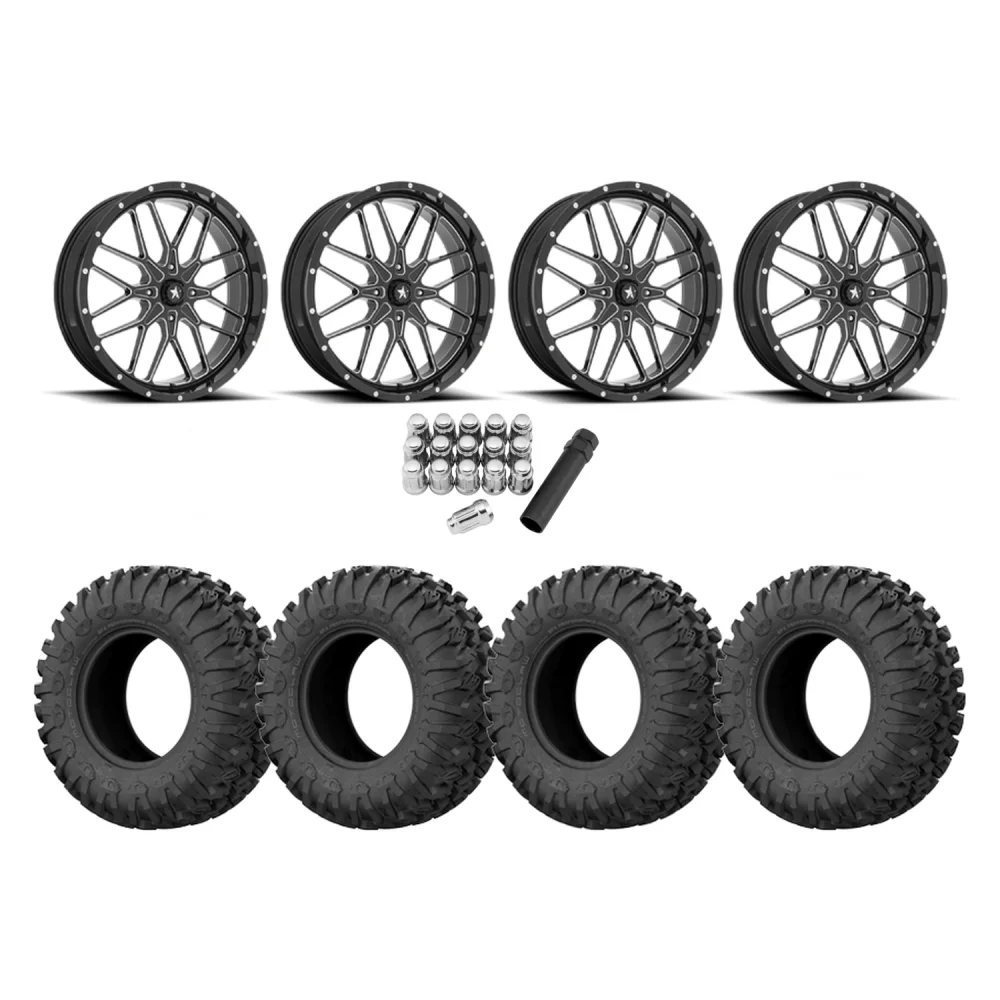 EFX Motoclaw 33x10-18 Tires on MSA M45 Portal Milled Wheels, complete kit