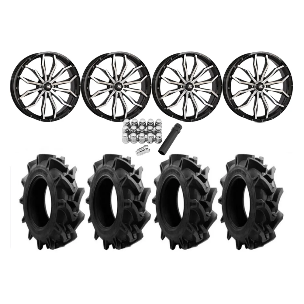 EFX Motohavok 37x8.5-24 Tires on HL21 Machined Wheels, complete kit