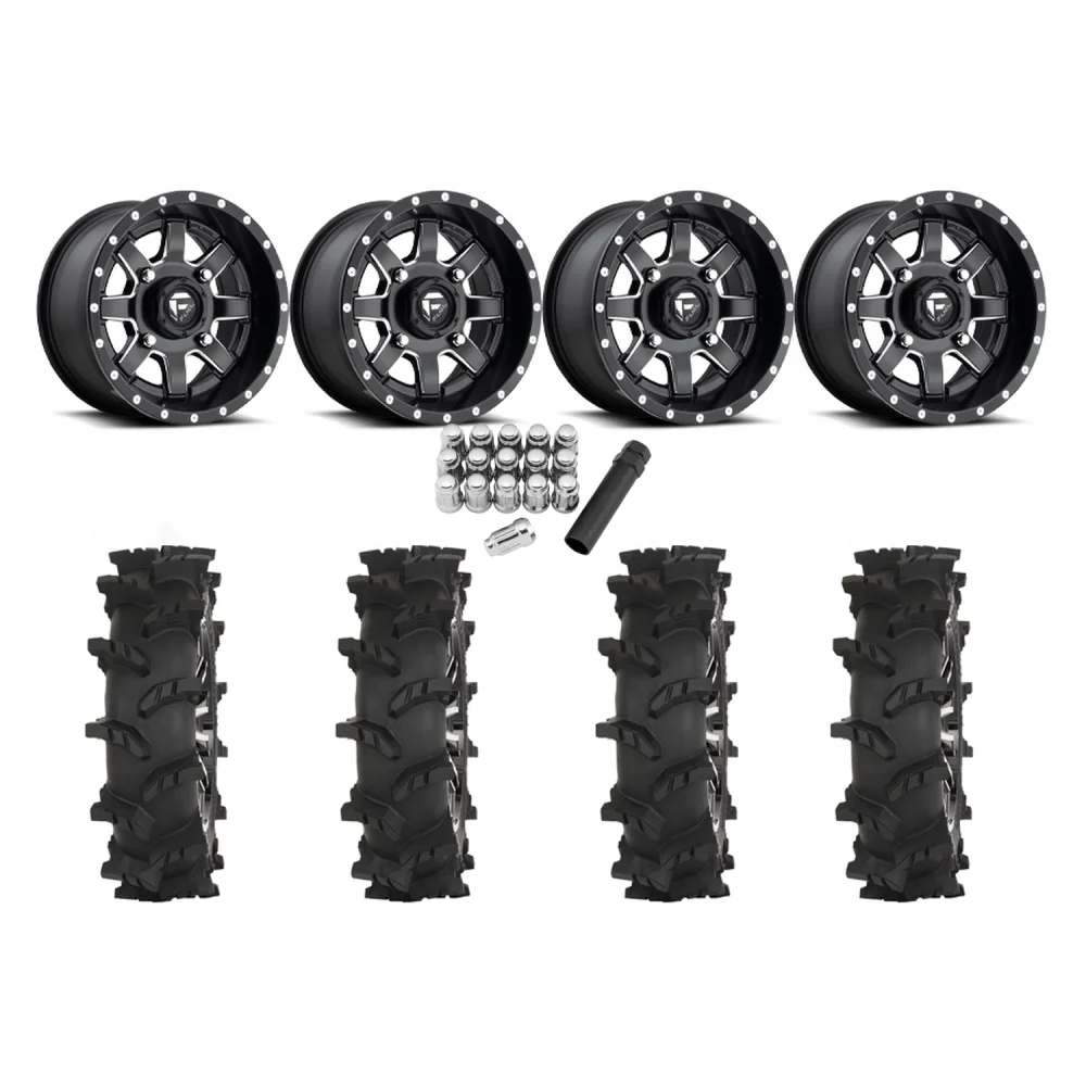 High Lifter Outlaw Max 32x10-15 Tires on Fuel Maverick Milled Wheels, complete kit