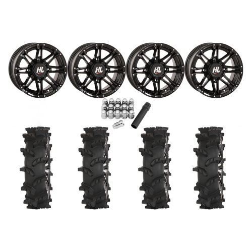 High Lifter Outlaw Max 28x10-14 Tires on HL3 Gloss Black Wheels