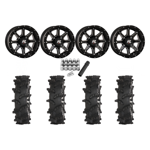 High Lifter Outlaw Max 28x10-14 Tires on HL4 Gloss Black & Machined Wheels High Lifter Outlaw Max 28x10-14 Tires on HL4 Gloss Black & Machined Wheels