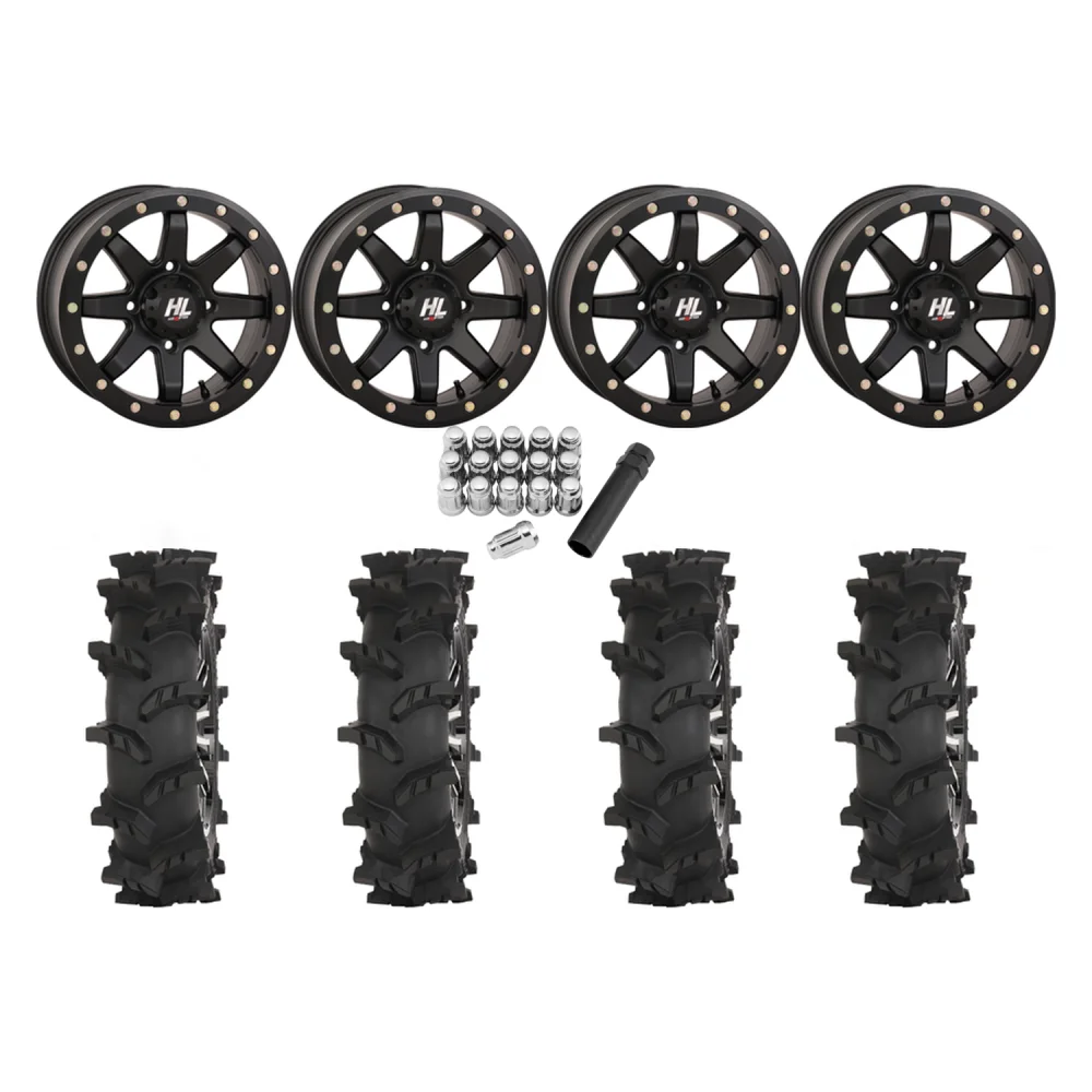 High Lifter Outlaw Max 32x10-15 on High Lifter HL9 Matte Black Beadlock Wheels, complete kit